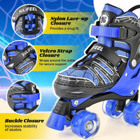 SULIFEEL Adjustable Kids Roller Skates, Light up Wheels – Fun for Kids & Family - B Spider Blue / Large - Youth - image 3