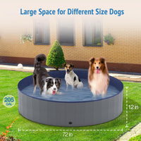 Niubya Foldable Dog Pool, Collapsible Plastic Dog Swimming Pool - 3XL - 72'' x 12'' - image 2