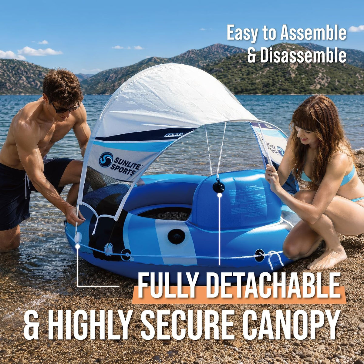 Sunlite Sports Inflatable River Tube Float - River Blazer XL with Canopy - image 3