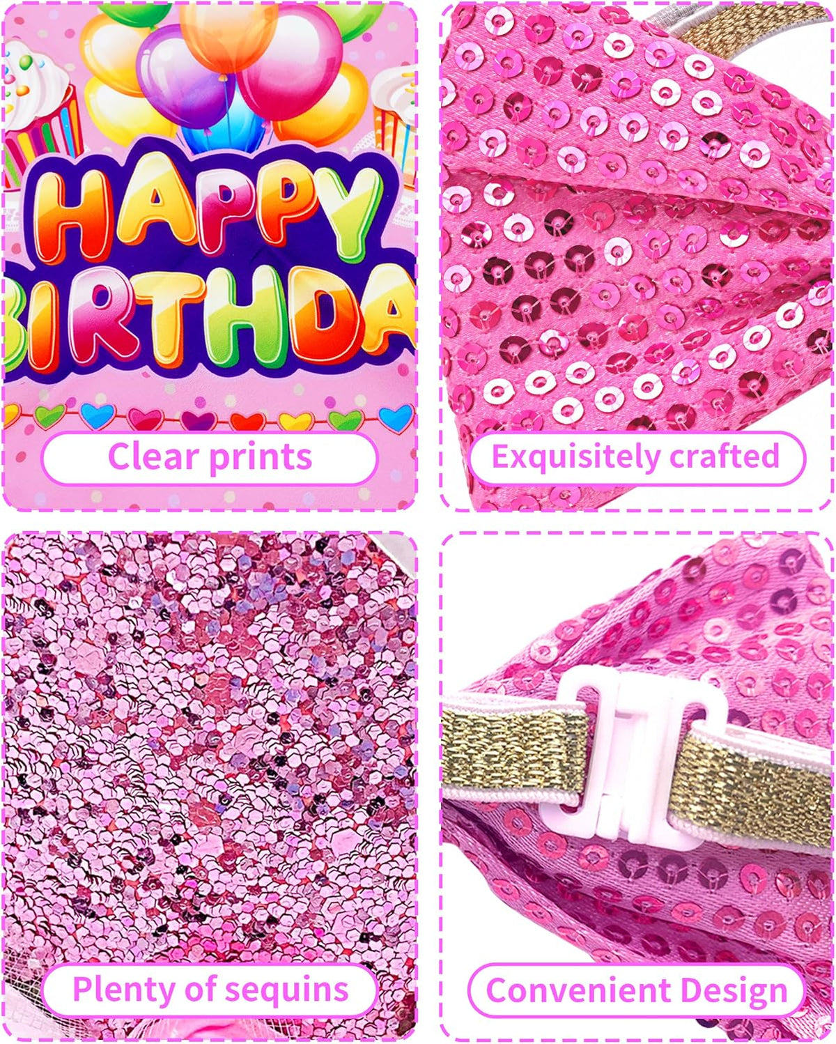 PET SHOW Pink Crown Dog Birthday Party Hat for Girls Reusable - Pink Birthday Kit - image 3