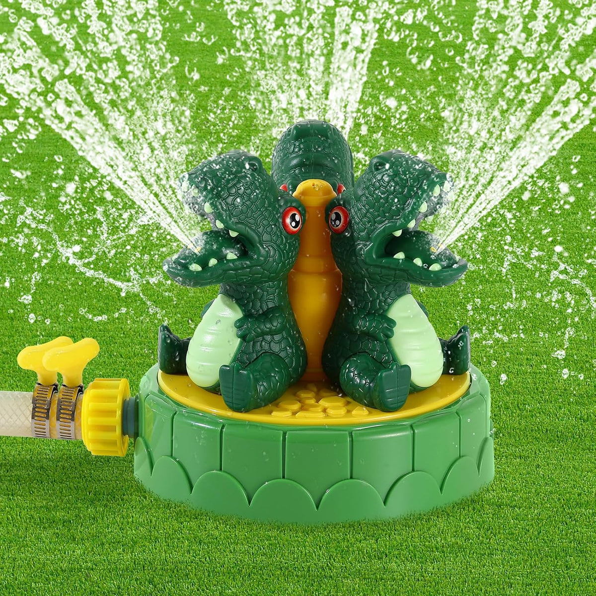 MoKo green dinosaur water sprinkler for kids with 360 degree spray - view 2