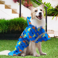 Large Dog Raincoat Adjustable Pet Water Proof Clothes Lightweight - Blue Dinosaur / 3X-Large (Pack of 1) - image 4