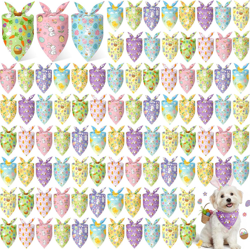 Shyyween 100 Pcs Halloween Dog Bandanas Bulk for Pets Lover Gifts - Easter / 25.6 x 17.7 x 17.7 Inch