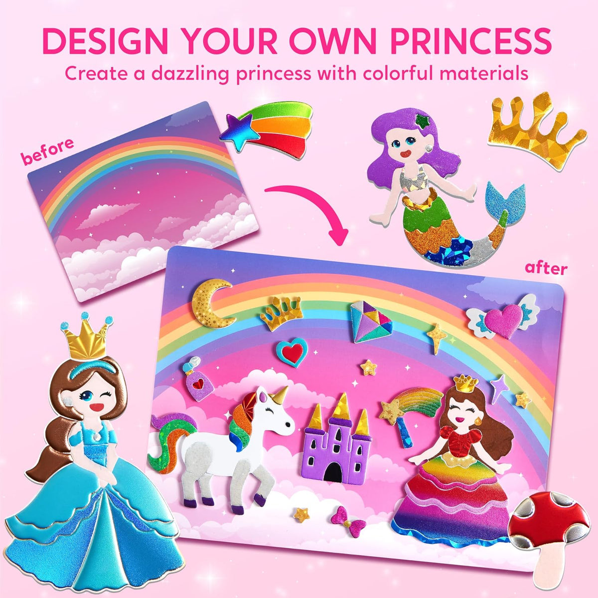 Klever Kits Unicorn Foil Art, Arts & Crafts for Kids 4 and Up - Princess - image 4