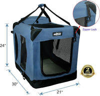 EliteField 3-Door Soft Dog Crate with Bed & Carrying Bag – Essentials for Dogs - Blue Gray / 30.0"L x 21.0"W x 24.0"H - image 2