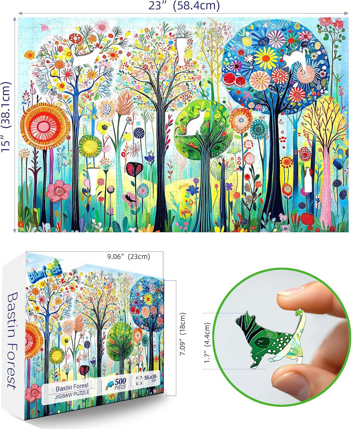 Vintage Paint Hummingbird Flower 500 Piece Puzzles for Adults - Colorful-500 Piece-spring Forest / 23" X 15" - image 2