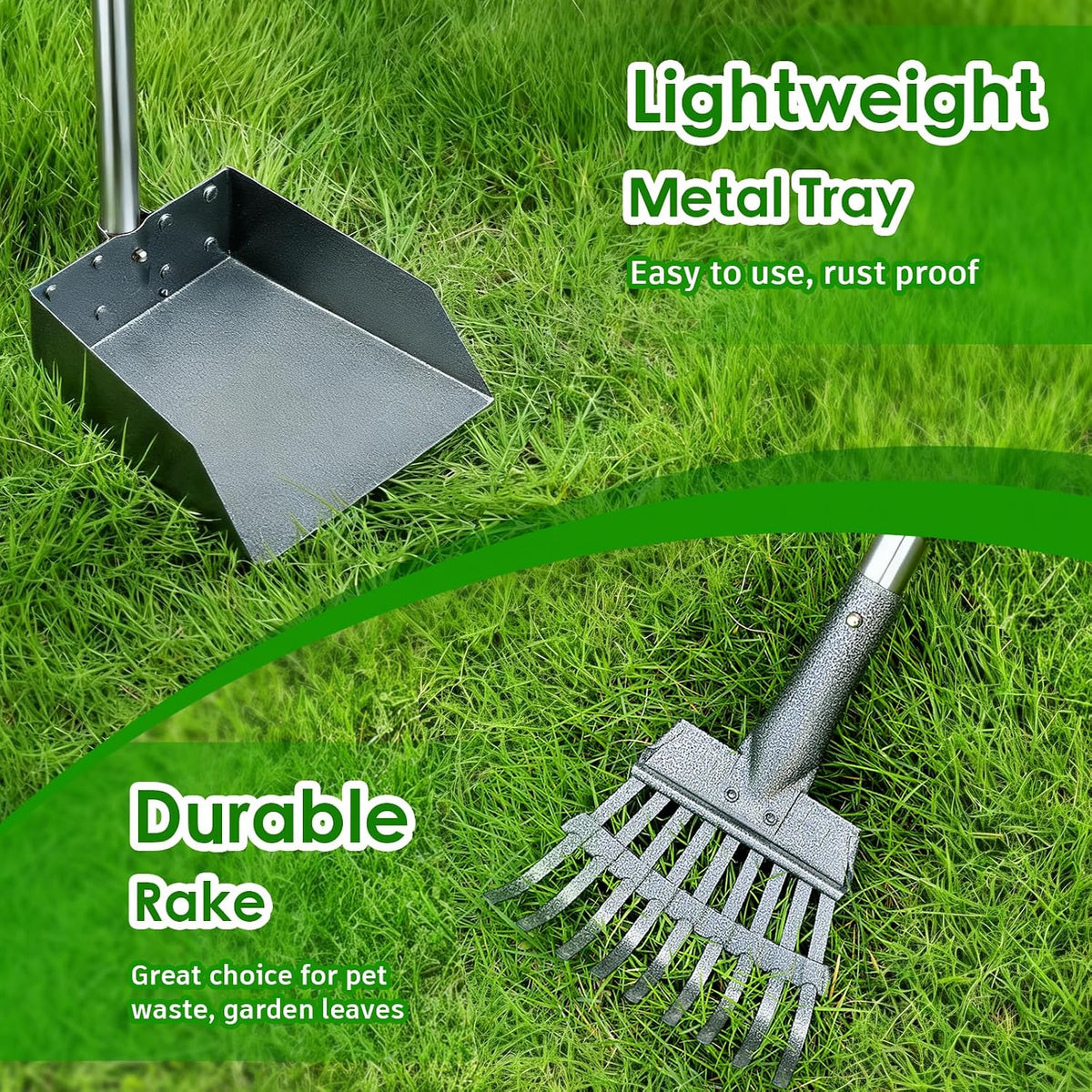 Pooper Scooper, Long Handle Dog Poop Scooper for Medium Small Dogs – Essentials for Dogs - Silver / Medium - image 4