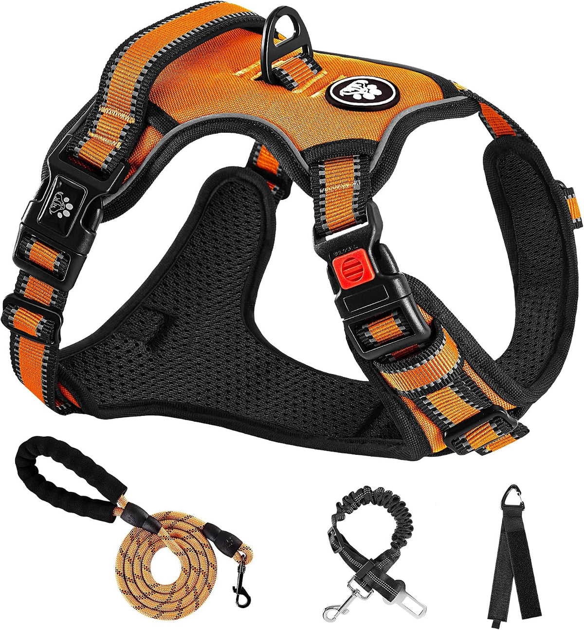 NESTROAD Dog Harness for Medium Sized Dog - Orange / Small