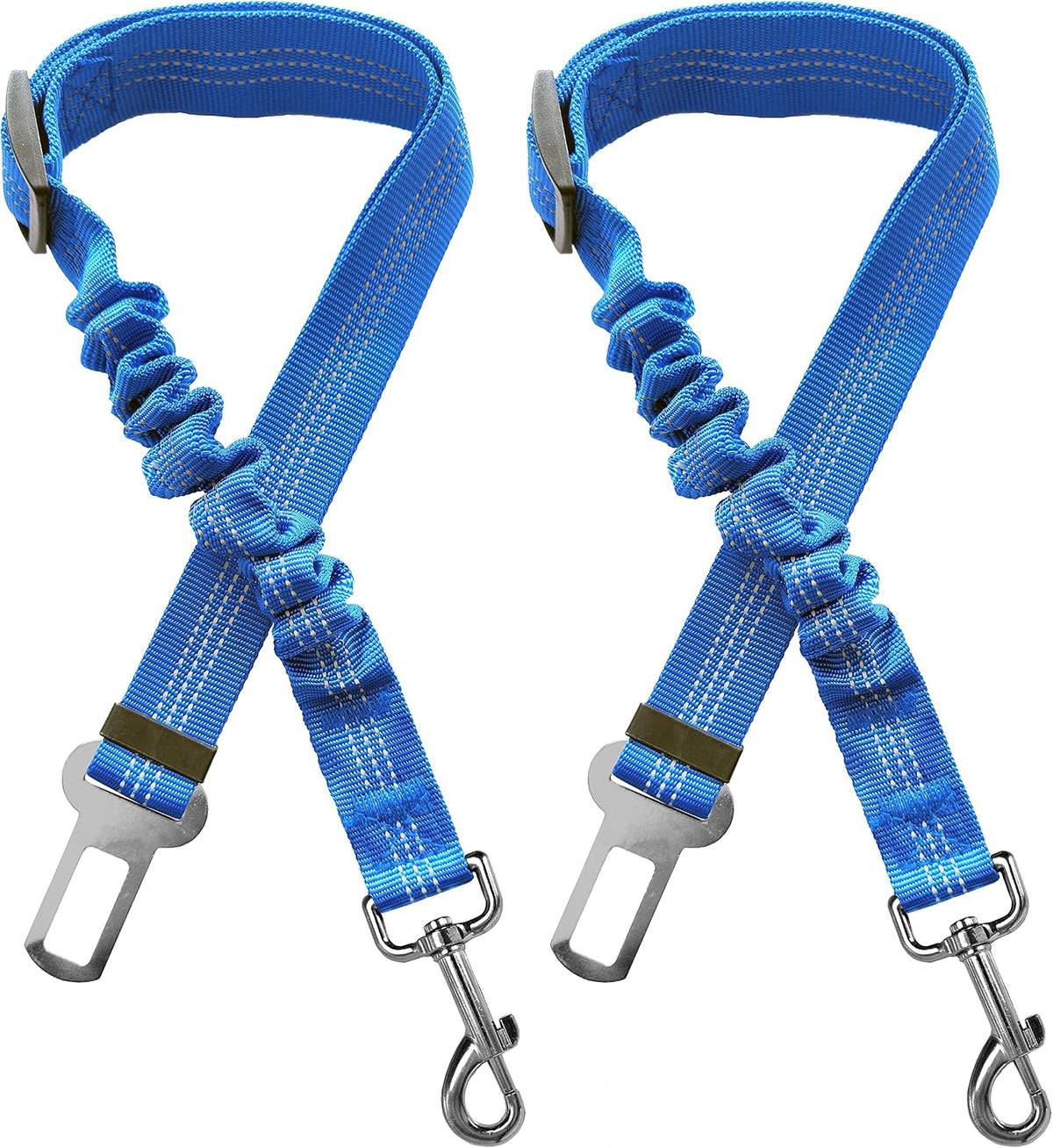 2 Dog Car Harness Seatbelt Seat Belt Leash Travel Accessories Bungee - Blue / 2 Packs
