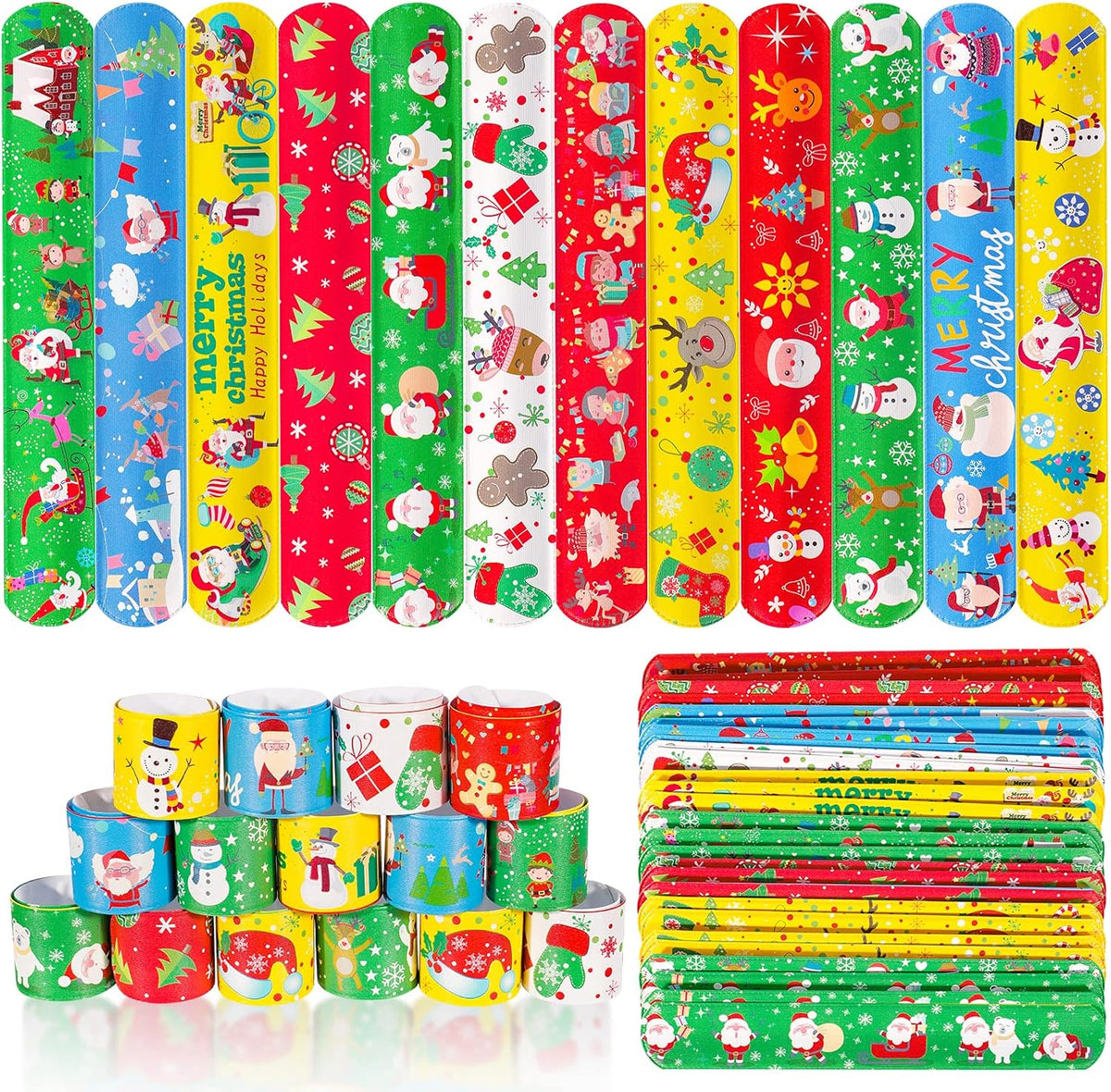 Max Fun 48pcs Halloween Slap Bracelets Party Favors Toys for Kids - Christmas - image 2