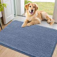Smiry Dog Door Mat for Muddy Paws 30x20 - Classic Solid / Airy Blue / 34"X21"