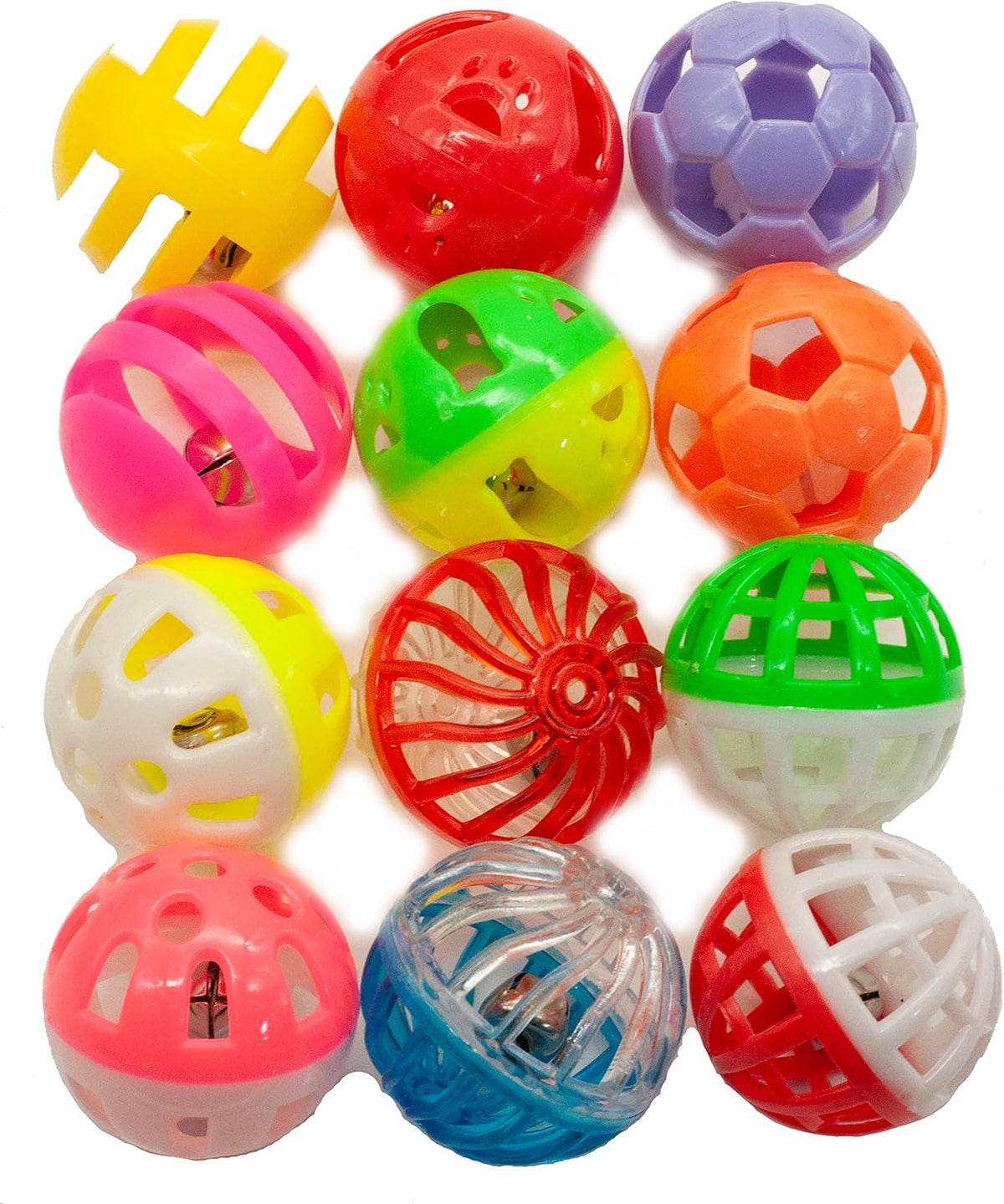 Fashion's Talk 12PCS Value Pack Plastic Ball Cat Toys Lattice Balls - 1.5" / 12pcs(6 styles with various colors）
