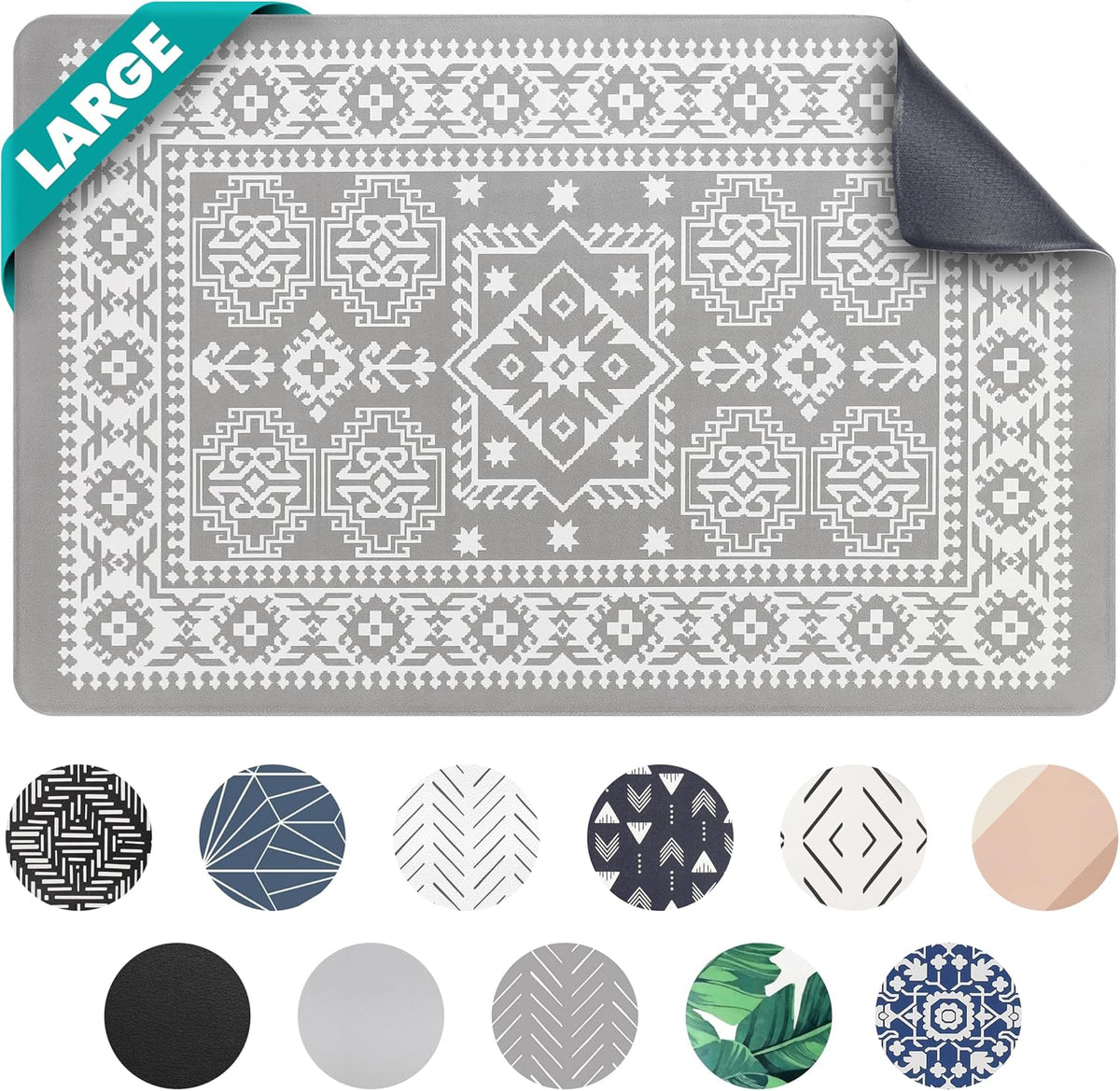 Dog Mat for Food and Water, Cat Feeding Mat - 16.5"L x 26"W / Aztec Sun