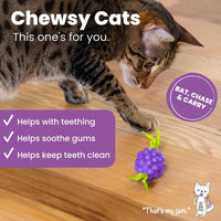 Catstages Strawbabies Dental Cat Chew Toy with Catnip & Feathers - Bouncing Grape - image 2