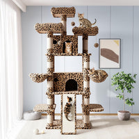 Allewie 68 Inches Cat Tree/House and Towers for Big Feline/Scratching - 82 in / Leopard Print - image 2