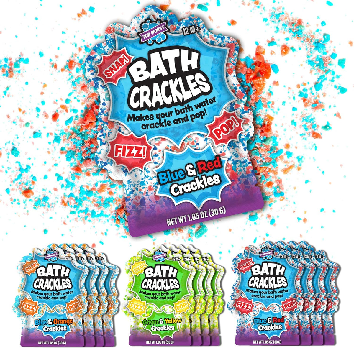 Tub Works Bath Crackles Bath Toy, Variety 12 Pack