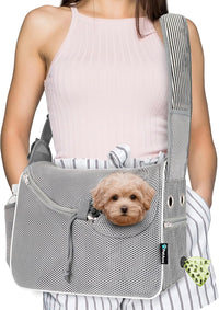 PetAmi Dog Sling Carrier for Small Dog - Stripe Black