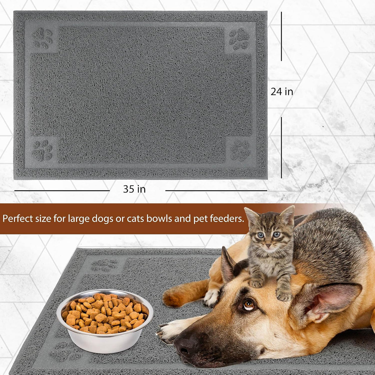 Prime Pets Dog Food Mat Waterproof, 35”x 24” - image 2