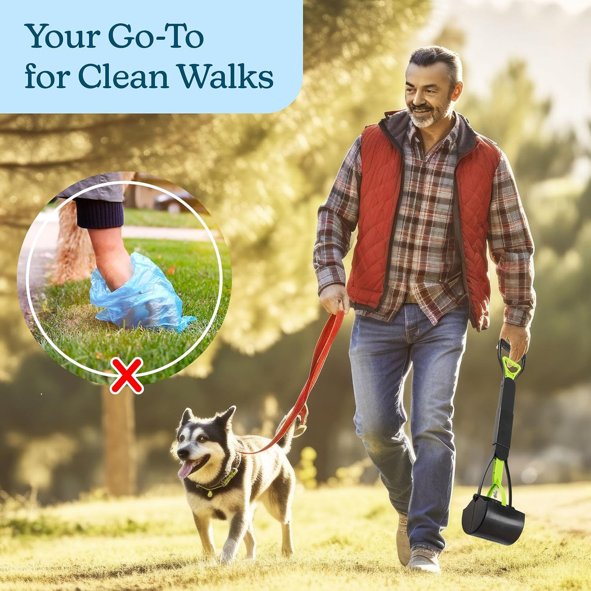 Pooper Scooper - Foldable Cat and Dog Poop Scoop with Ergonomic Handle - Enables One-Handed Use on - image 2