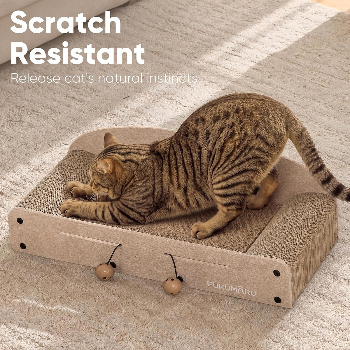 FUKUMARU Large Cat Scratcher Bed - Beige - image 2