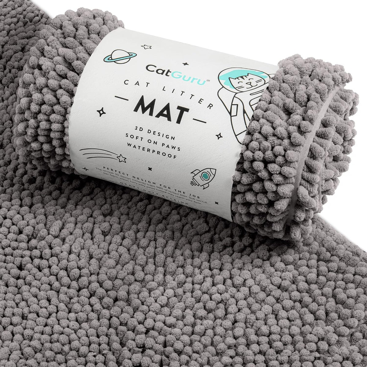 CatGuru Cat Litter Mat, Waterproof Litter Box Mat - Dark/ Heavy-Duty / Medium