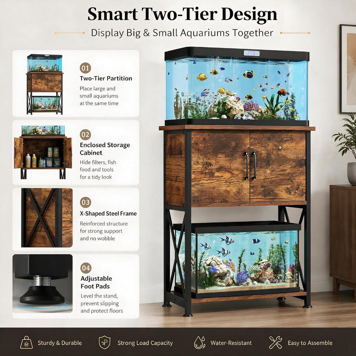 5-10 Gallon Fish Tank Stand - Rustic Brown / 5-10 Gallon - image 3