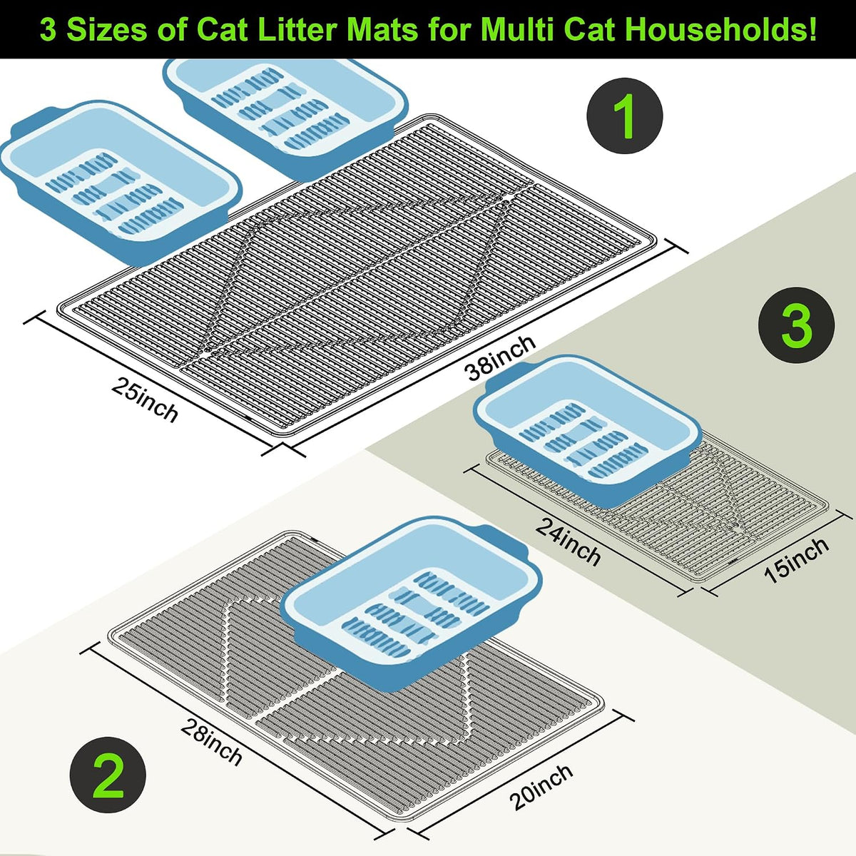 Rubber Cat Litter Mat Litter Box Mat - Pearl / XXL-38" x 25" Thickened - image 3