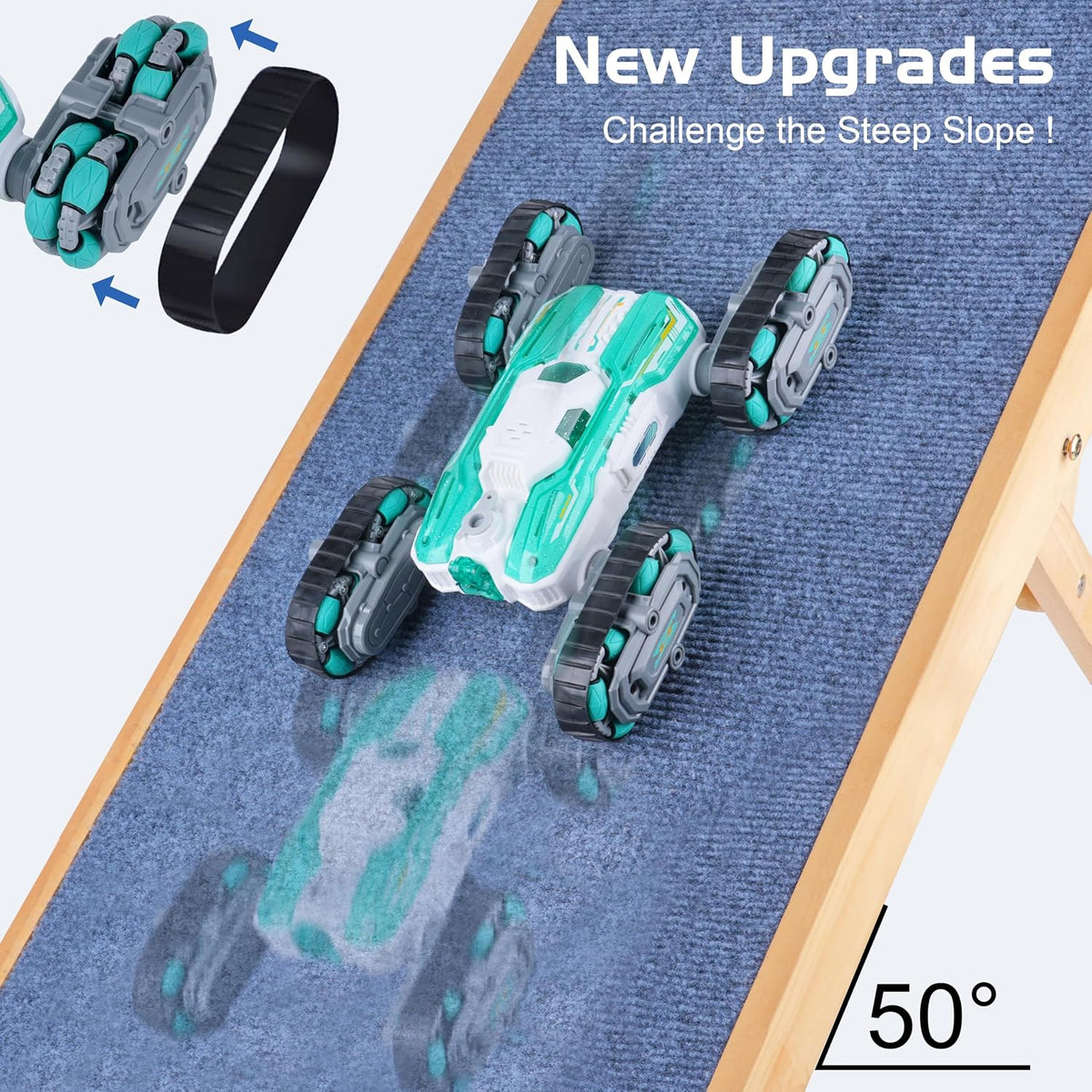 NEXBOX Cool 8 Wheels Hand Controlled rc Stunt Car Toys - Sky Blue - image 4