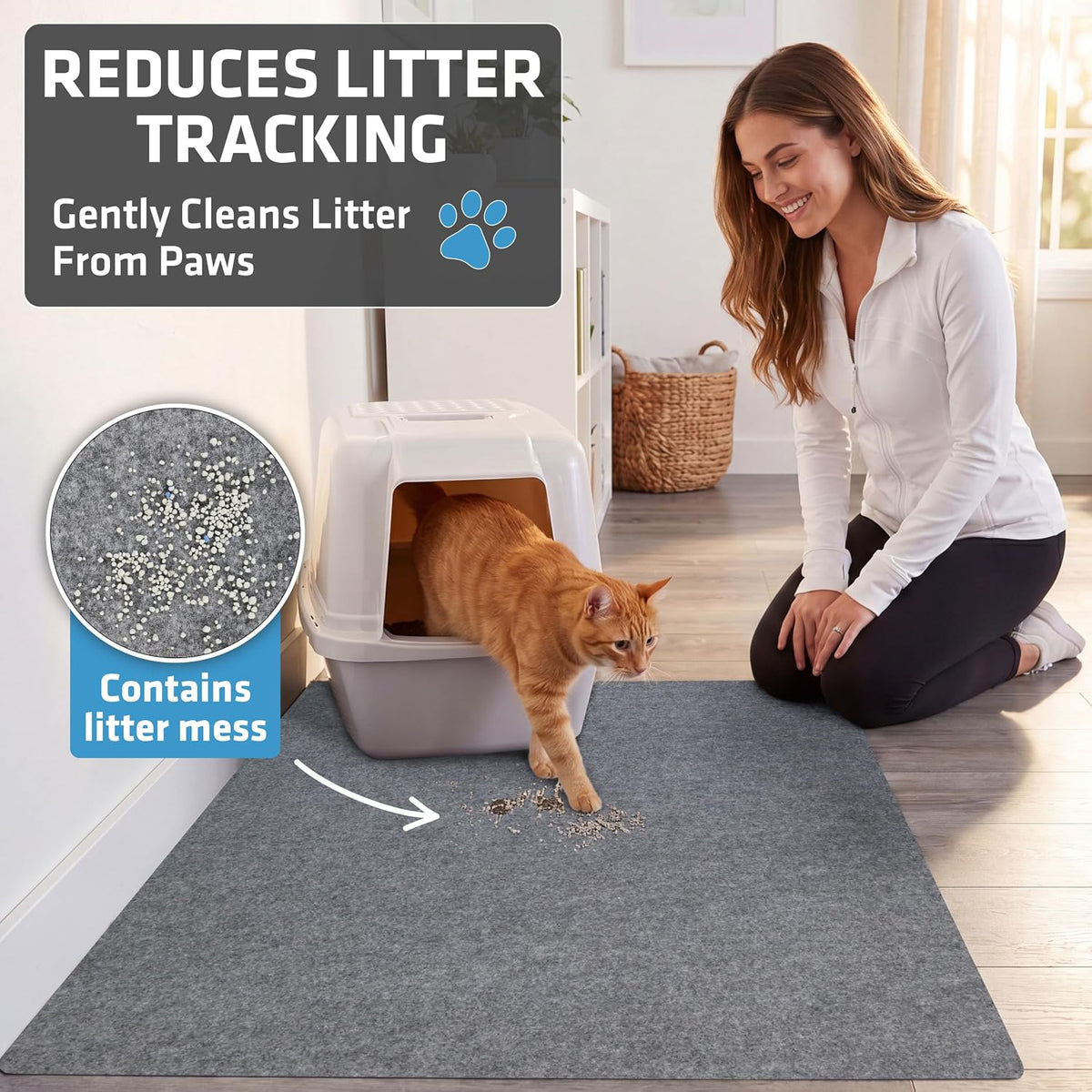 Drymate Cat Litter Box Mat, Litter Trapping Mat - Light Grey / 29x36 Inch (Pack of 1) - image 2