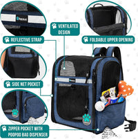 PetAmi Dog Backpack Carrier, 4-Way Entry Ventilated - Navy Blue - image 3