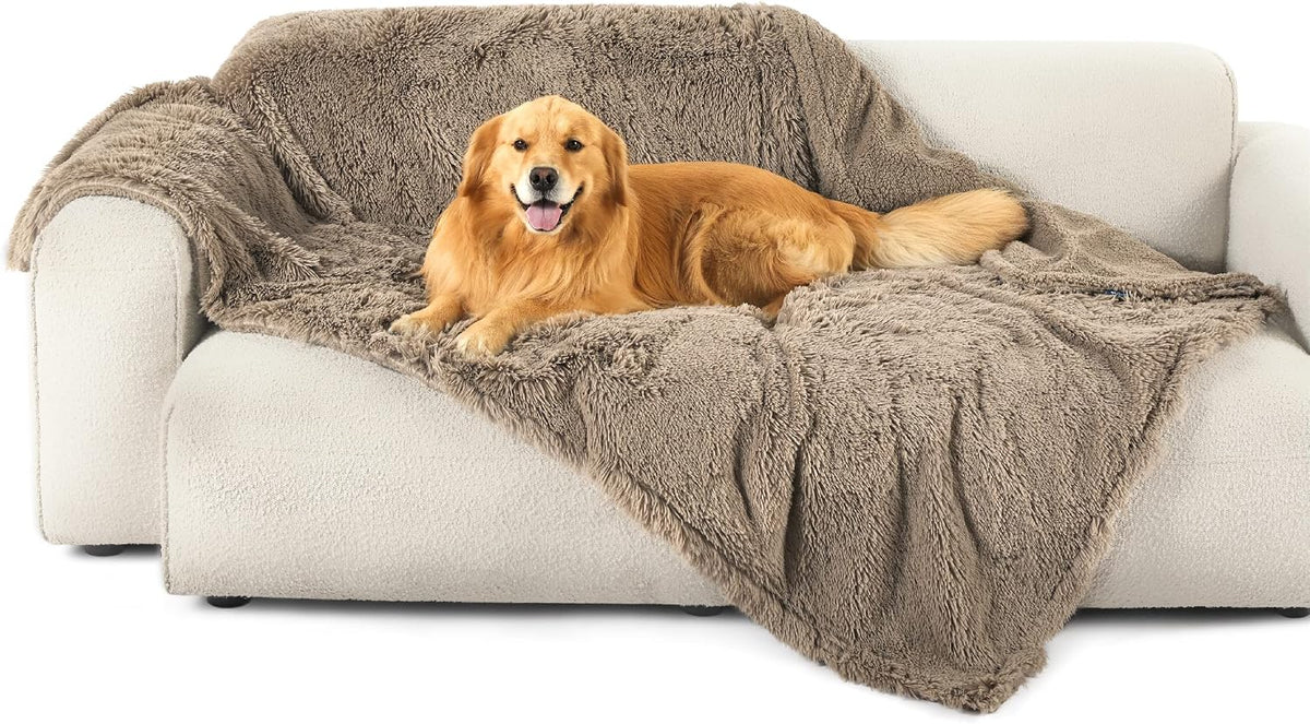 Bedsure Waterproof Dog Blankets for Large Dogs, Fluffy Faux Fur - Light Brown / XXL(60x80") - image 4