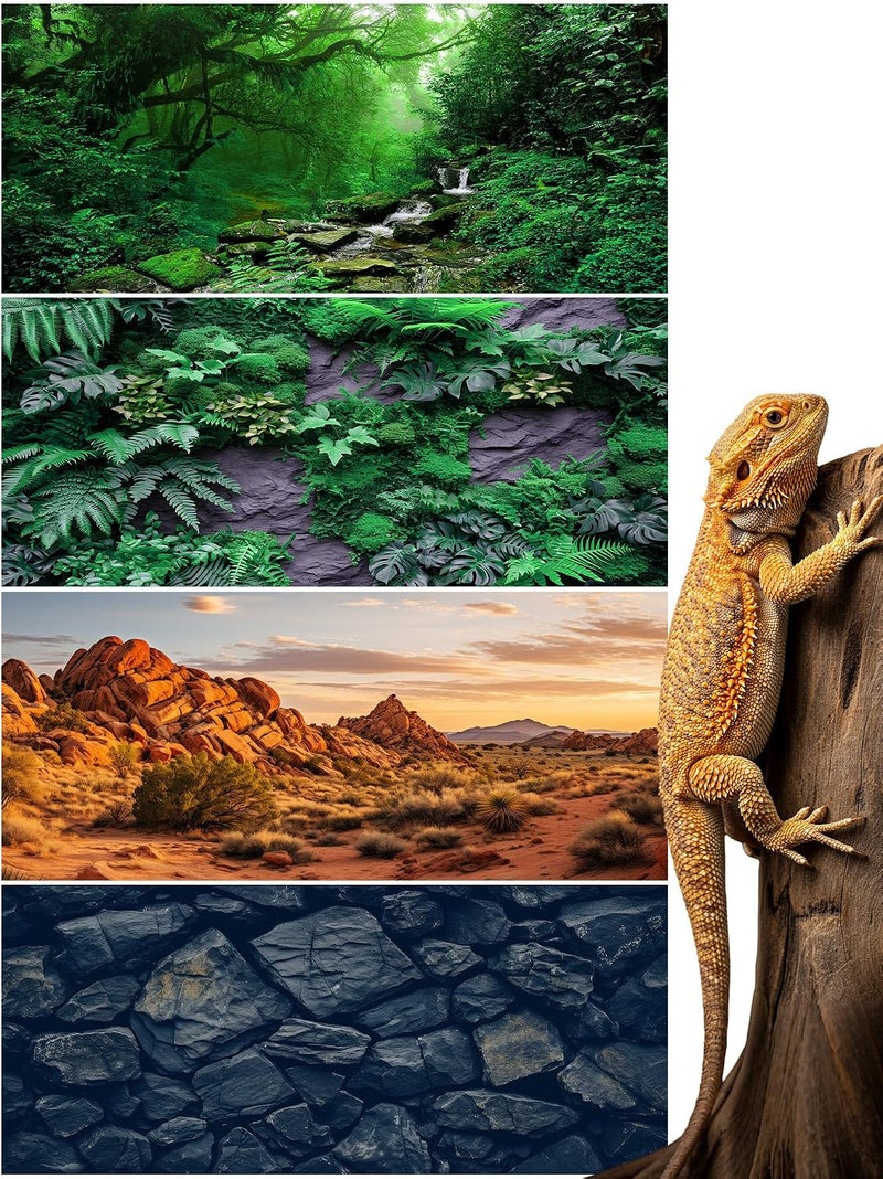 48 x 18 Inch 4 Pcs Reptile Tank Background, Habitat Scenes - Style3 / 48 x 24 Inch