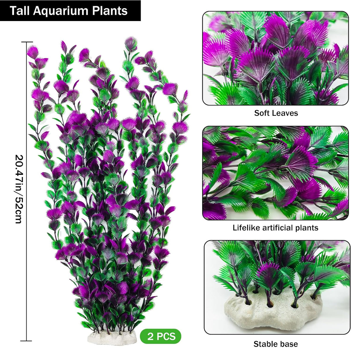 25.98 Inch Tall Aquarium Plants - Purple (Style C) - image 3