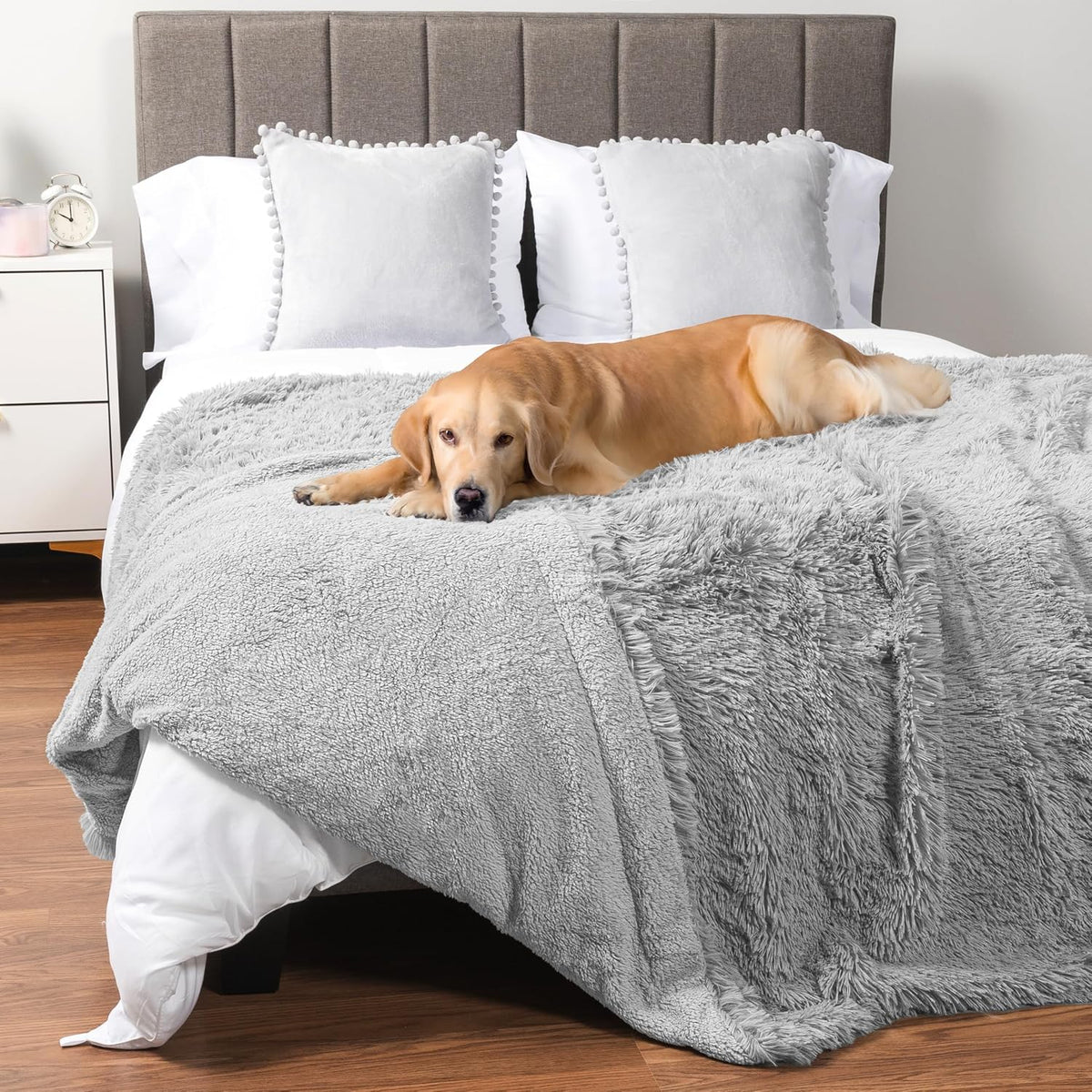 PetAmi Waterproof Dog Blanket for Couch Protector Pet Throw - Light Grey / X-large (60x80)