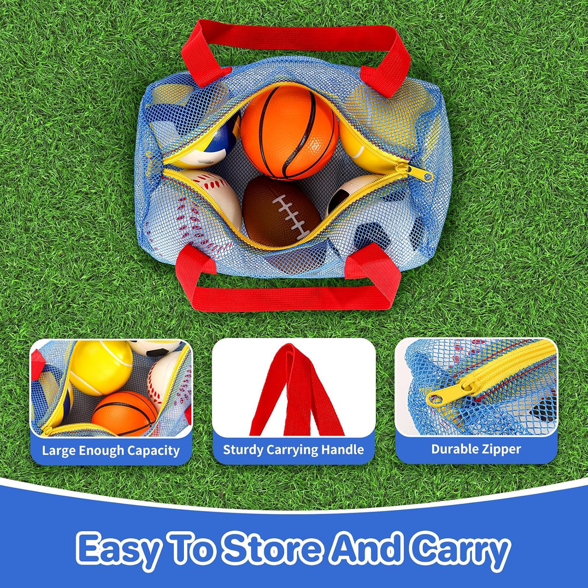 ShyLizard 6-piece soft foam sports balls for toddlers with mesh bag - view 4