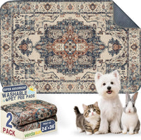 Washable Pee Pads for Dogs, Reusable Puppy Potty Training Pads - Beige/Blue/Multi / 24" ×36"(pack of 2)