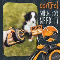 Mighty Paw Retractable Dog Leash, for Large Dogs, Auto-Locking - Original Orange / 50 - 110 lbs - image 2