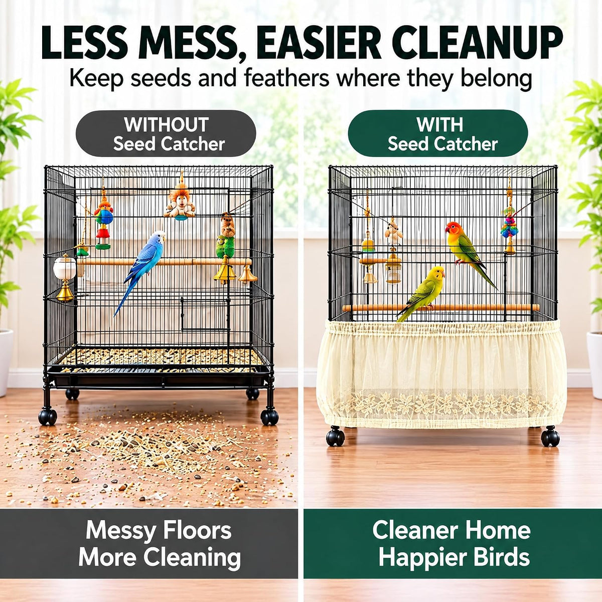 Bird Cage Net Cover Seed Catcher - Yellow / 118 x 15 Inch/ 300 x 37 cm - image 3
