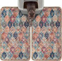 Hompet Cat Litter Mat 2 Pack - 19x30 Inch (Pack of 2) / Cream Moroccan Trellis