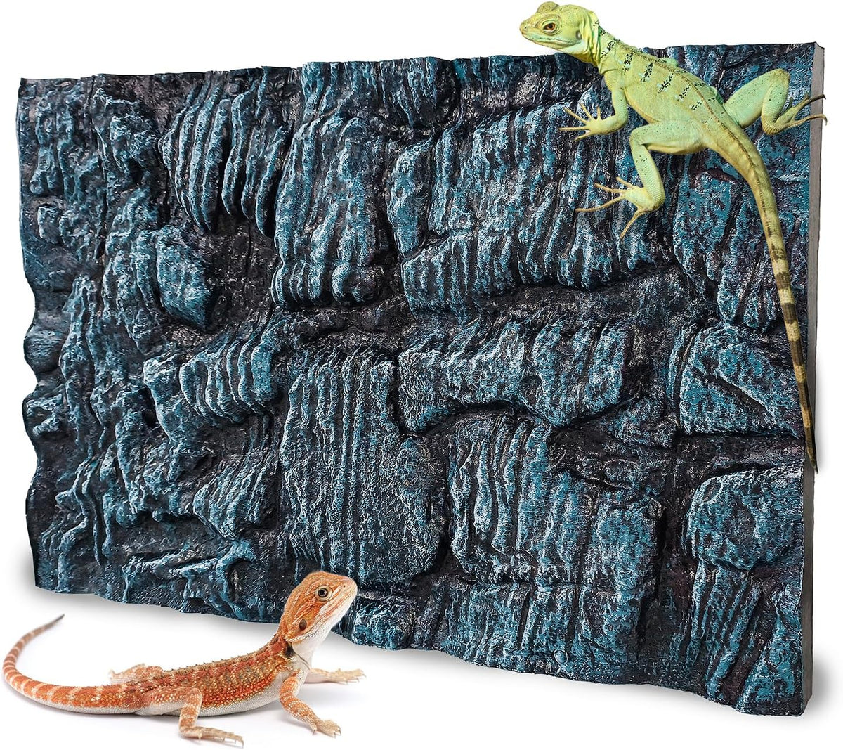 4pcs Rock Terrarium Background, 3D Reptile Tank Background Board - Blue-17.7"*11.8"（1pcs）