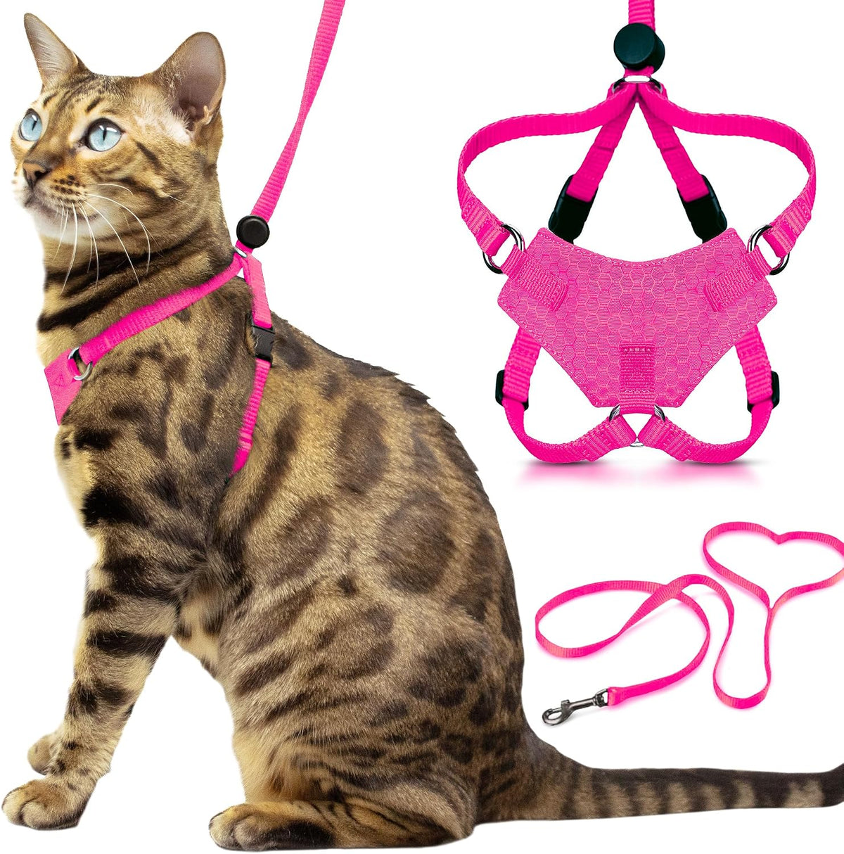 Houdini Escape Proof Cat Harness and Leash – Essentials for Cats - Pink / XL