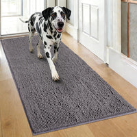 Lovydro grey chenille absorbent dog door mat, 72 by 24 inches