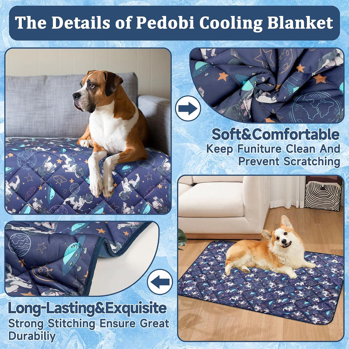 Dog Cooling Mat, Premium Lightweight Pet Cooling Blanket Bed Cover for Dogs, Cat, Puppies | Ice - Medium / French bulldogs - image 2