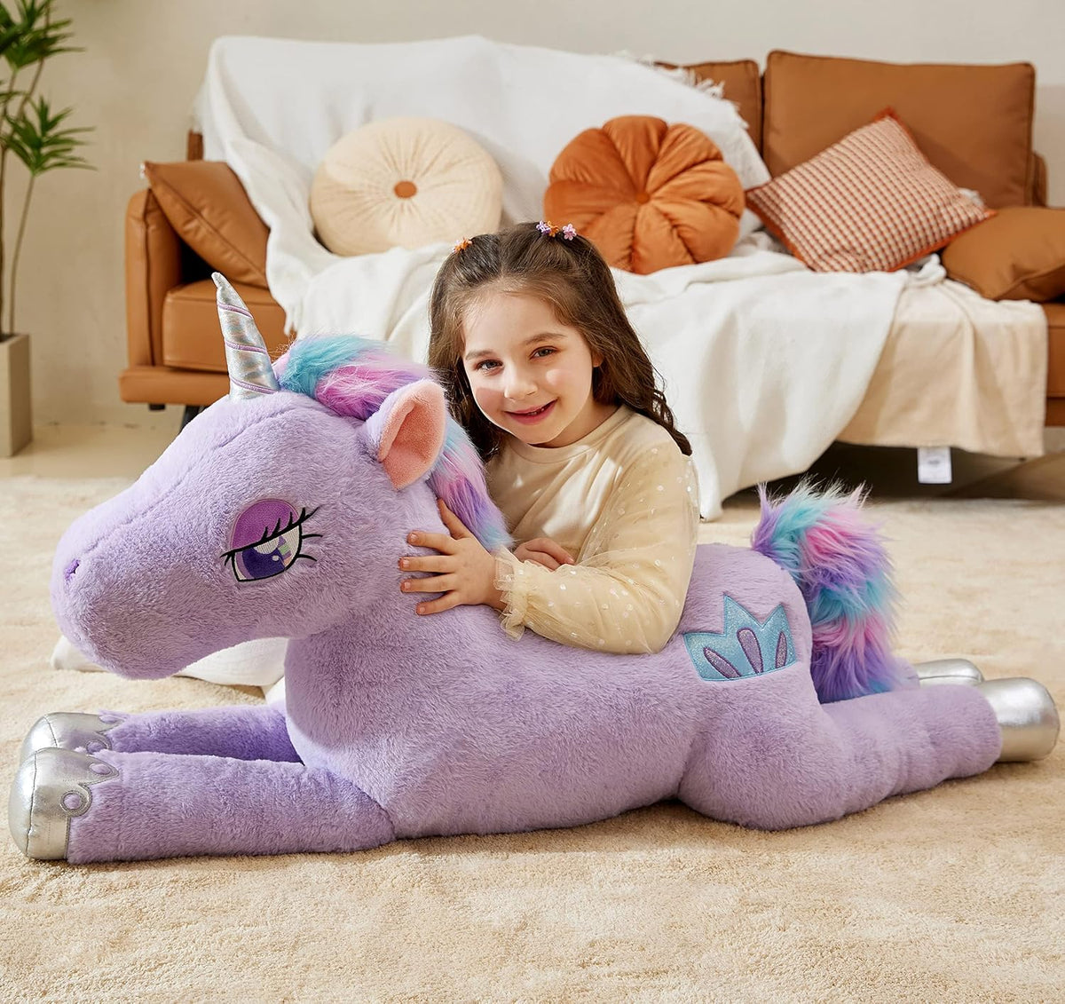 IKASA 43" Giant Unicorn Stuffed Animal, Super Soft - Purple - image 3