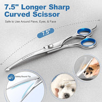 Gimars Titanium Coated Professional 6 in 1 4CR Stainless Steel Dog Grooming Scissors with Safety Round Tip, Heavy Duty Pet Grooming Scissor for Dogs, Cats and Other Animals