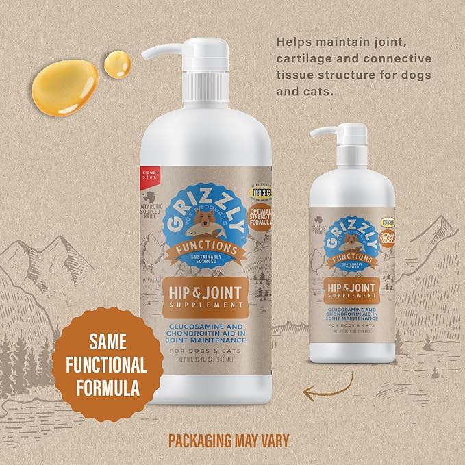 Grizzly Joint Aid for Dogs Liquid Hip and Joint Support (Extra Strength), 32 fl oz