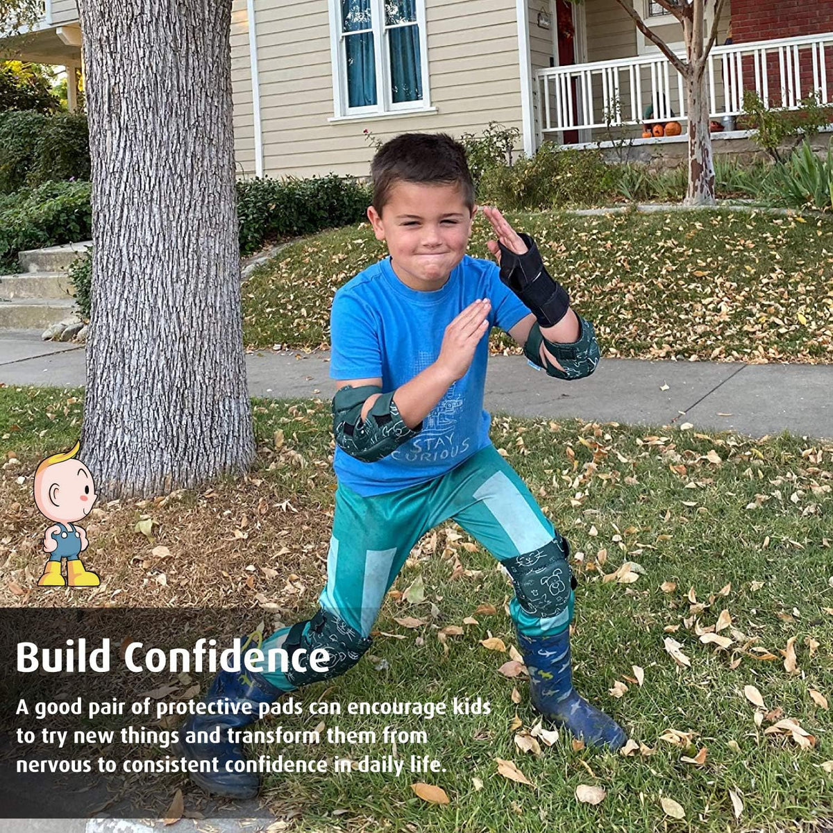 Soft-Style Kids Knee and Elbow Pads with Bike Gloves - Medium / Dogcat - image 3