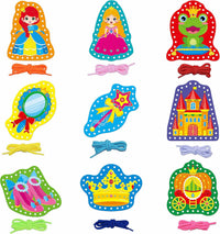 SpriteGru 9 Pieces Kids Lacing Cards - Princess