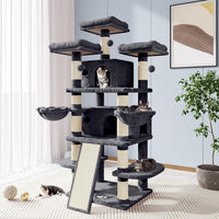 Allewie 68 Inches Cat Tree/House and Towers for Big Feline/Scratching - 68 in / Smoky Grey