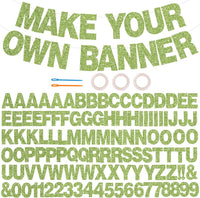 BEISHIDA 116 PCS A-Z DIY Letter Custom Banner Birthday Party Decor – Fun for Kids & Family - Glitter Grass Green